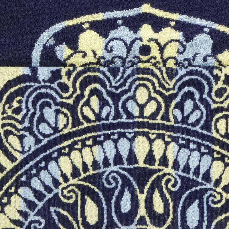 Serviette de plage ronde 100% coton Peretsman, Noir, jaune et gris
