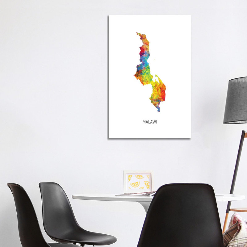 Malawi Map by Michael Tompsett - Wrapped Canvas Gallery-Wrapped Canvas Giclée, 101.6 cm H x 66.04 cm W x 1.91 cm D