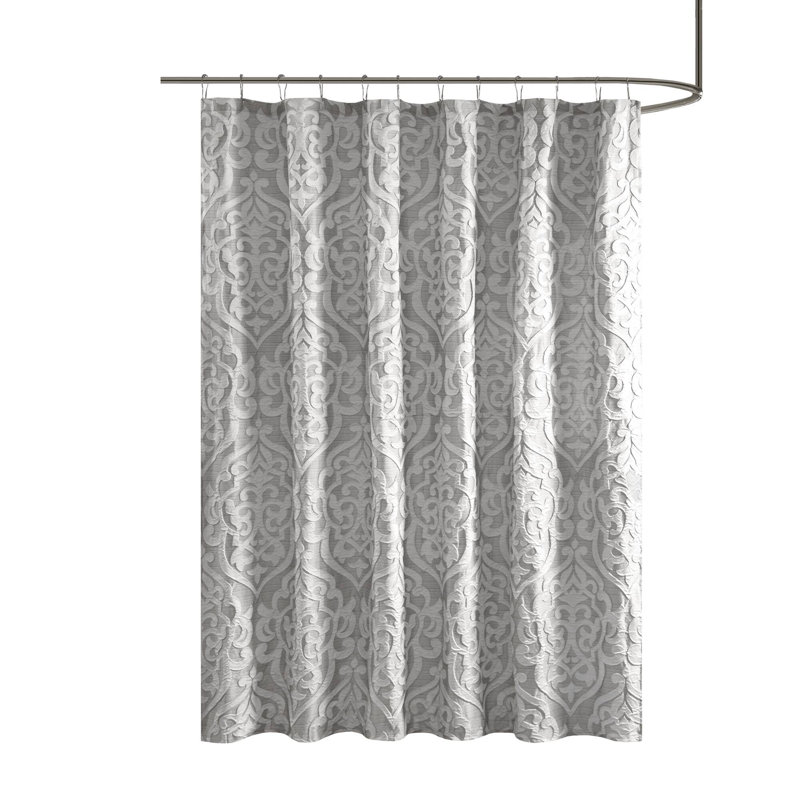Rideau de douche en jacquard Odette, Argenté / argenté