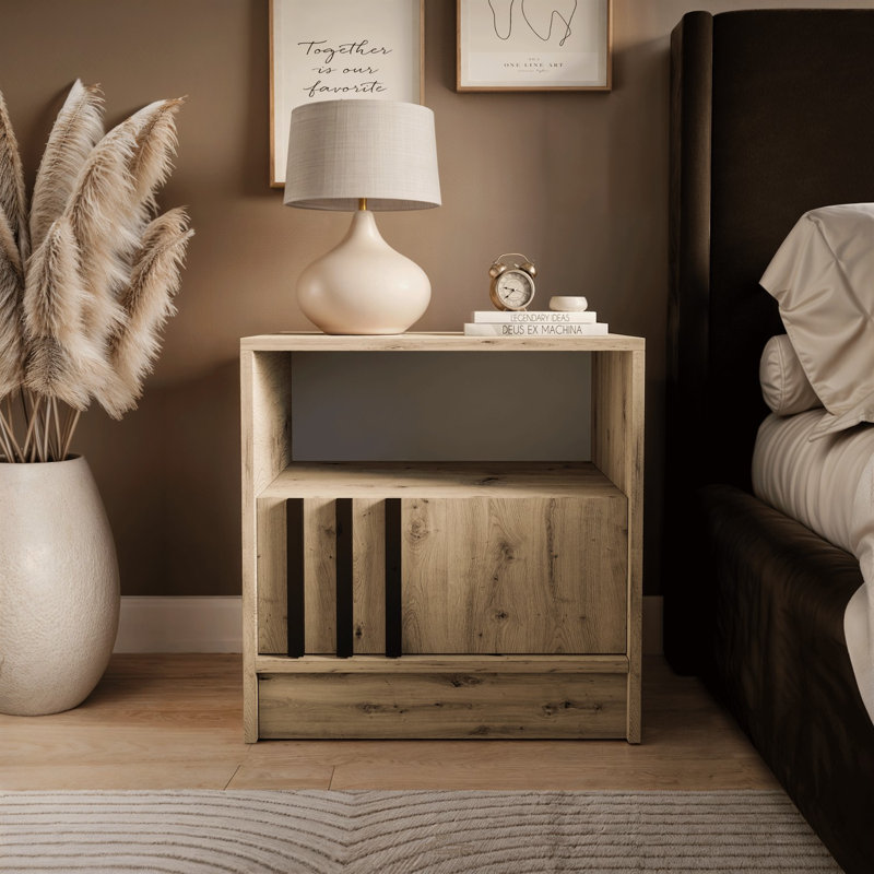 51cm W Bedside Table, Artisan Oak/Black