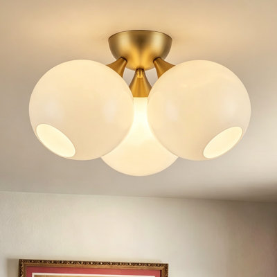 Plafonnier semi-encastré 3 lumières en verre