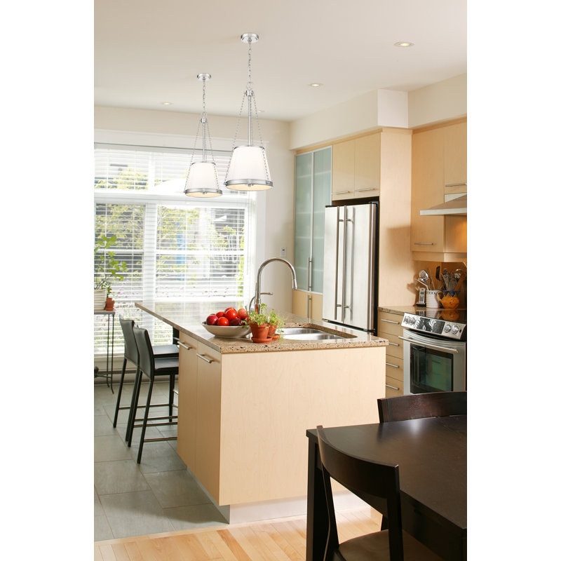 Luminaire suspendu 4 lumières Guilherme, Nickel brossé