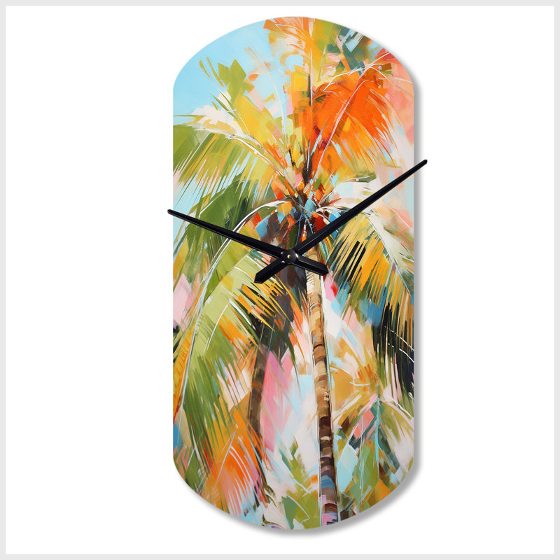 Palm Trees Palm VII - Cylinder Shape Multi-Colour Wall Clock - Unique Shape, Large