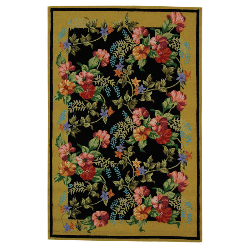 Tapis noir Baytown Garden, Ovale 7 pi 6 po x 9 pi 6 po
