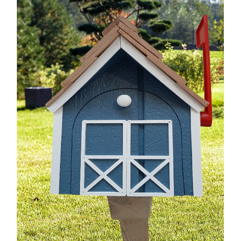 Ensemble de boîte aux lettres et poteaux Amish, Noir, Bleu champêtre