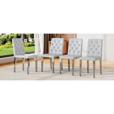 Chaises ergonomiques en polyuréthane gris clair, conception moderne en métal pour les repas en famille