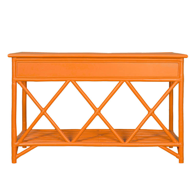 54'' Wide 3 Drawer Rattan Wood Sideboard, Citrus Orange