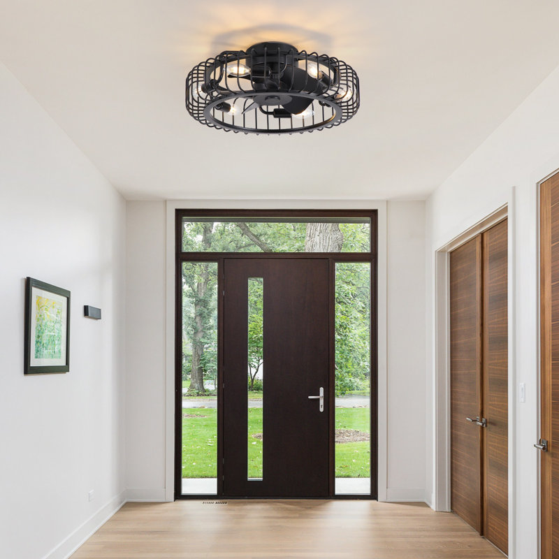 Trevina 20 in. Indoor Black Low Profile Ceiling Fan with E12 Standard Light Bulb fixture, Bulb Not Included