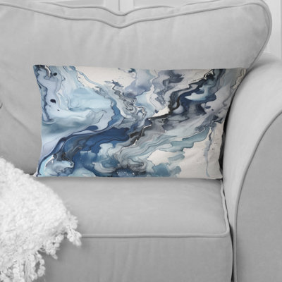 Blue And Grey Ethereal Elixir II - Abstract Printed Throw Pillow