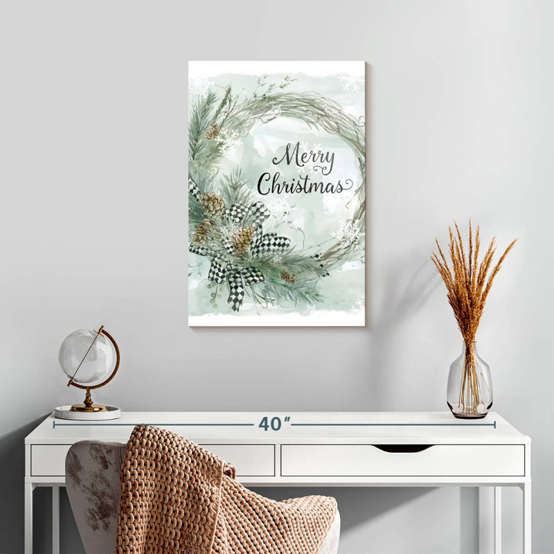 Couronne de pin Lelend Merry Christmas, H 24 po x l 16 po