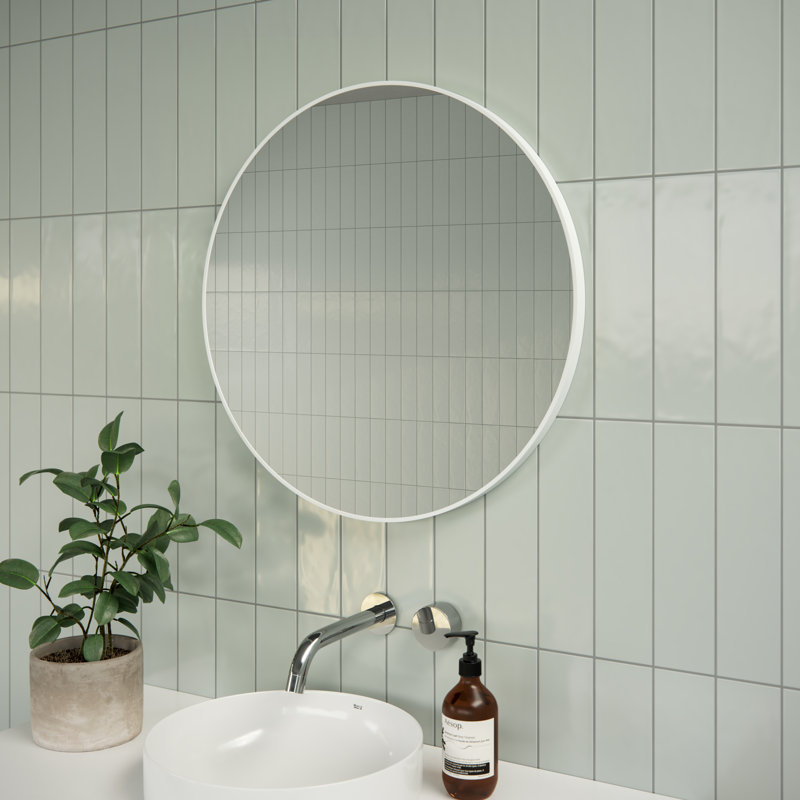 Modern & Contemporary Bathroom/Vanity Mirror, White, 24" x 24"