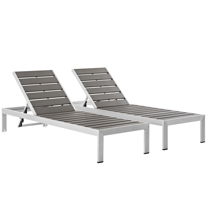 Shore Aluminum Chaise Set of 2 In Silver Gray