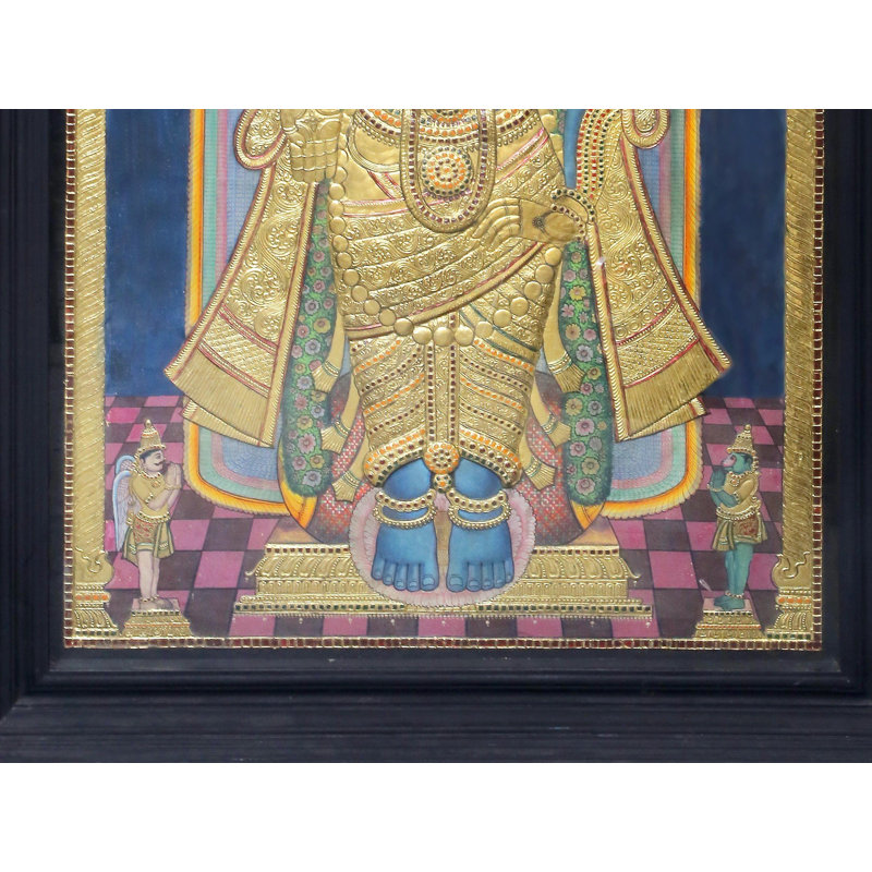 «Lord debout Vishnu Tanjore», peinture avec détails en or 24 carats pour chambre Pooja et décoration murale traditionnelle indienne