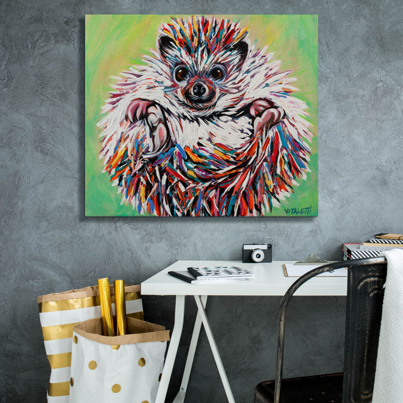 «Colorful Hedgehog 2» par Carolee Vitaletti, art mural sur toile, H 26 po x l 30 po x P 1,5 po