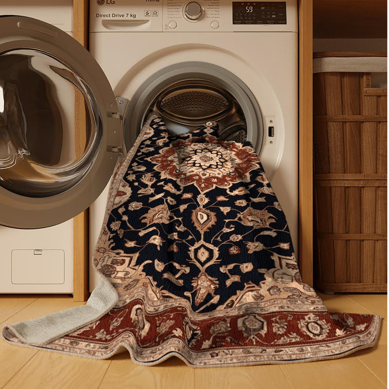 Machine Washable Persian Beige Area Rug, Rectangle 2' x 3'