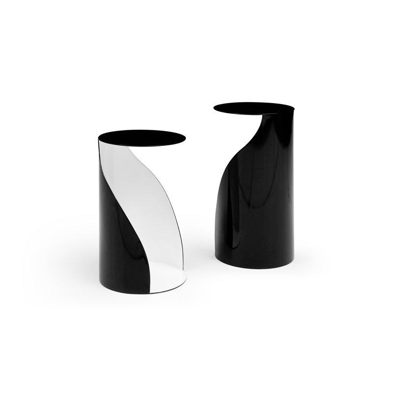 Table de bout à piédestal Amaad, Noir / blanc
