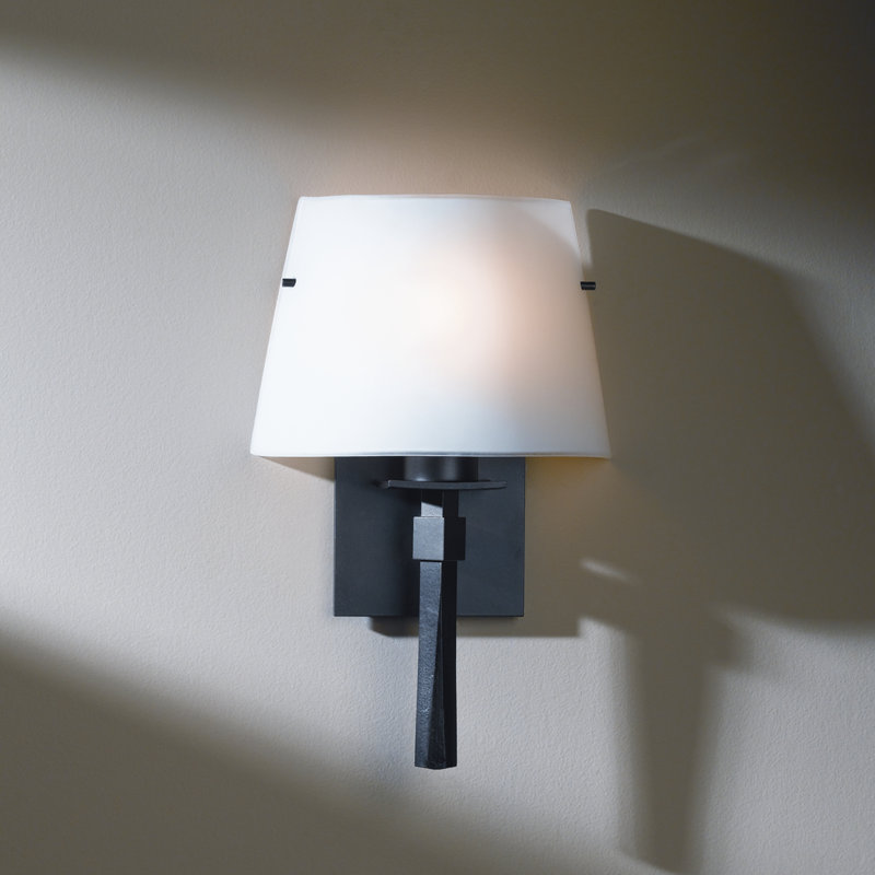 Beacon Hall Half Cone Glass Sconce, Opal Glass, Dark Smoke