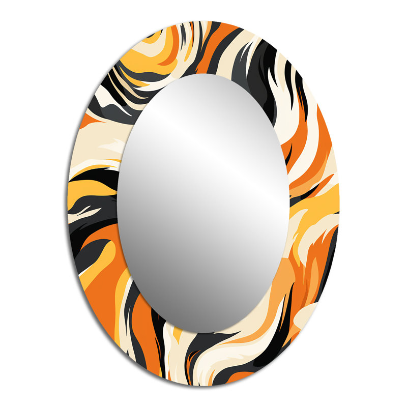 Fusion de zèbre urbain noir et beige Rhyla - miroir décoratif imprimé animal, miroir mural noir, impression d'art en métal