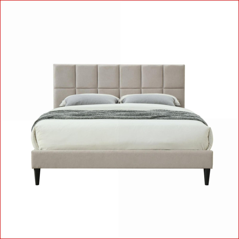 King Size Polyester Platform Bed in a Box with USB Charging Light Grey Master Bedroom