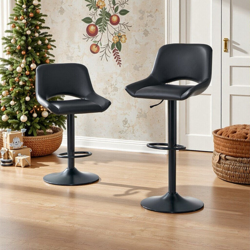 Ensemble de 2 tabourets pivotants réglables, base en métal durable, capacité de poids de 250 lb