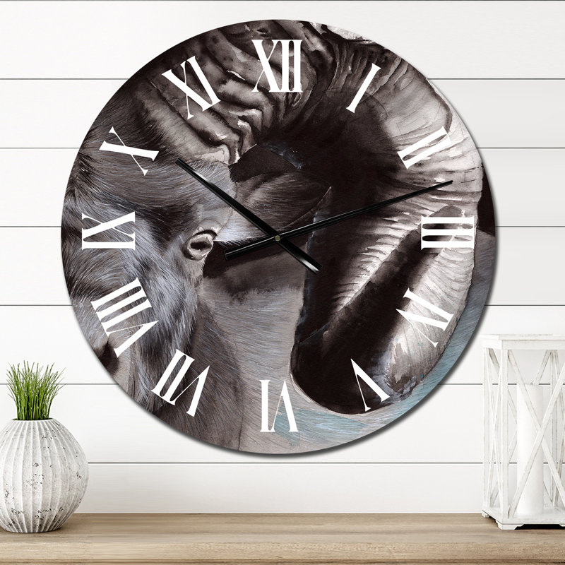 Portrait d'un bélier avec corne enroulée - Horloge murale nautique et côtière, Petit