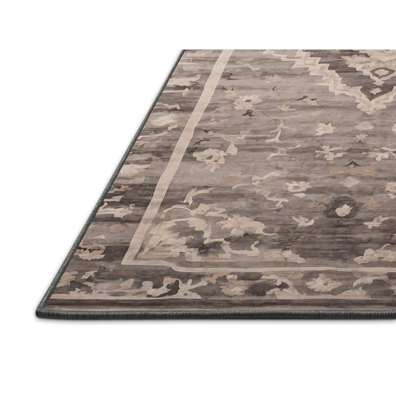 Tapis gris soyeux et moelleux, Carré 5 pi