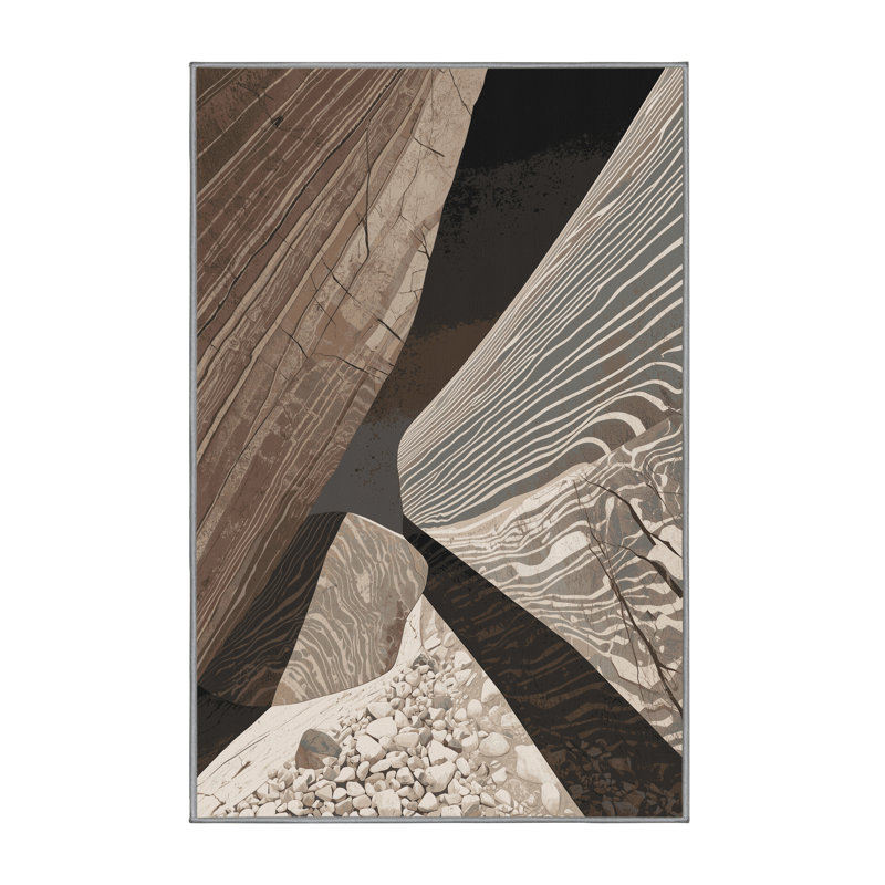 Tapis gris pierre Pavla lavable à la machine - Reliure grise, 6 X 9