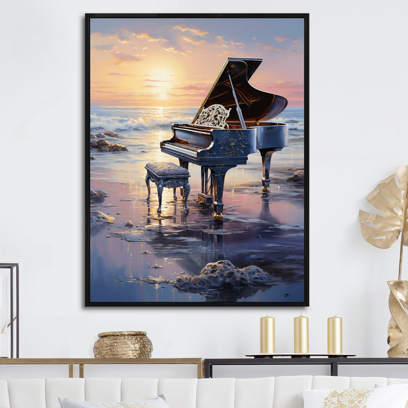 Piano Oceans Orchester II, Cadre flottant noir, 44" H x 34" W