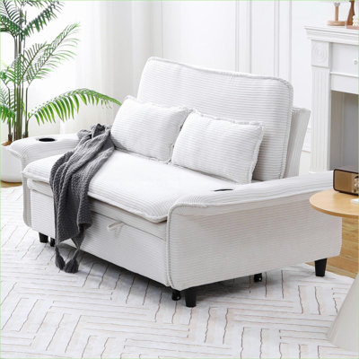 Sofas Couches | 65.74 Inch 2-Seater Adjustable Pull-Out Sofa Bed, for Living Room Bedroom | Beige | Cabriole