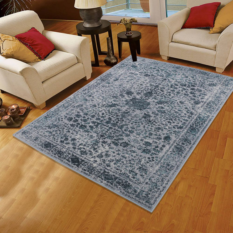 Tapis oriental en ardoise touffeté Macaluso, Rectangle 5 pi x 7 pi