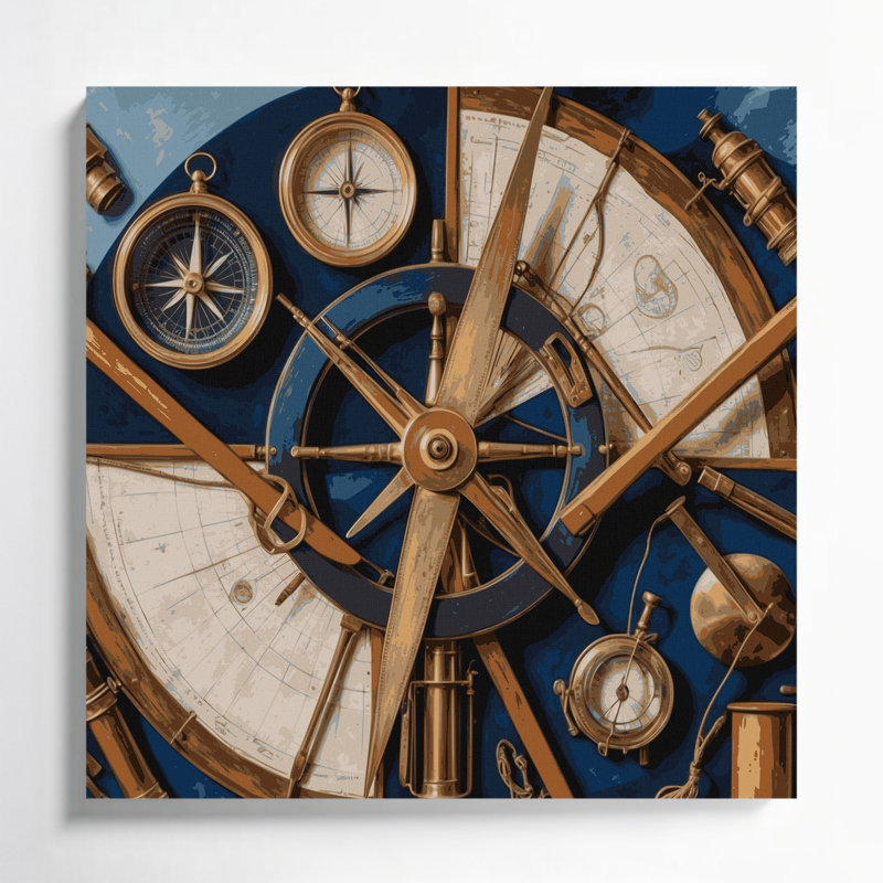 Art mural nautique, outils nautiques gris, H 12 po x l 12 po