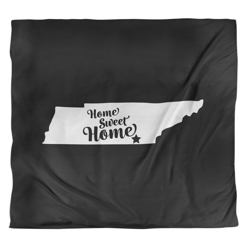 Housse de couette réversible simple Home Sweet Chattanooga, Polyester brossé, Housse de couette pour très grand lit, Noir