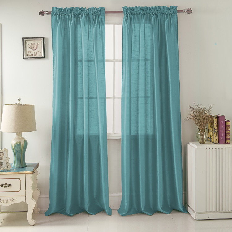 Panneau de rideau de fenêtre semi-transparent Alexzavier, l 54 po x L 90 po, Bleu sarcelle