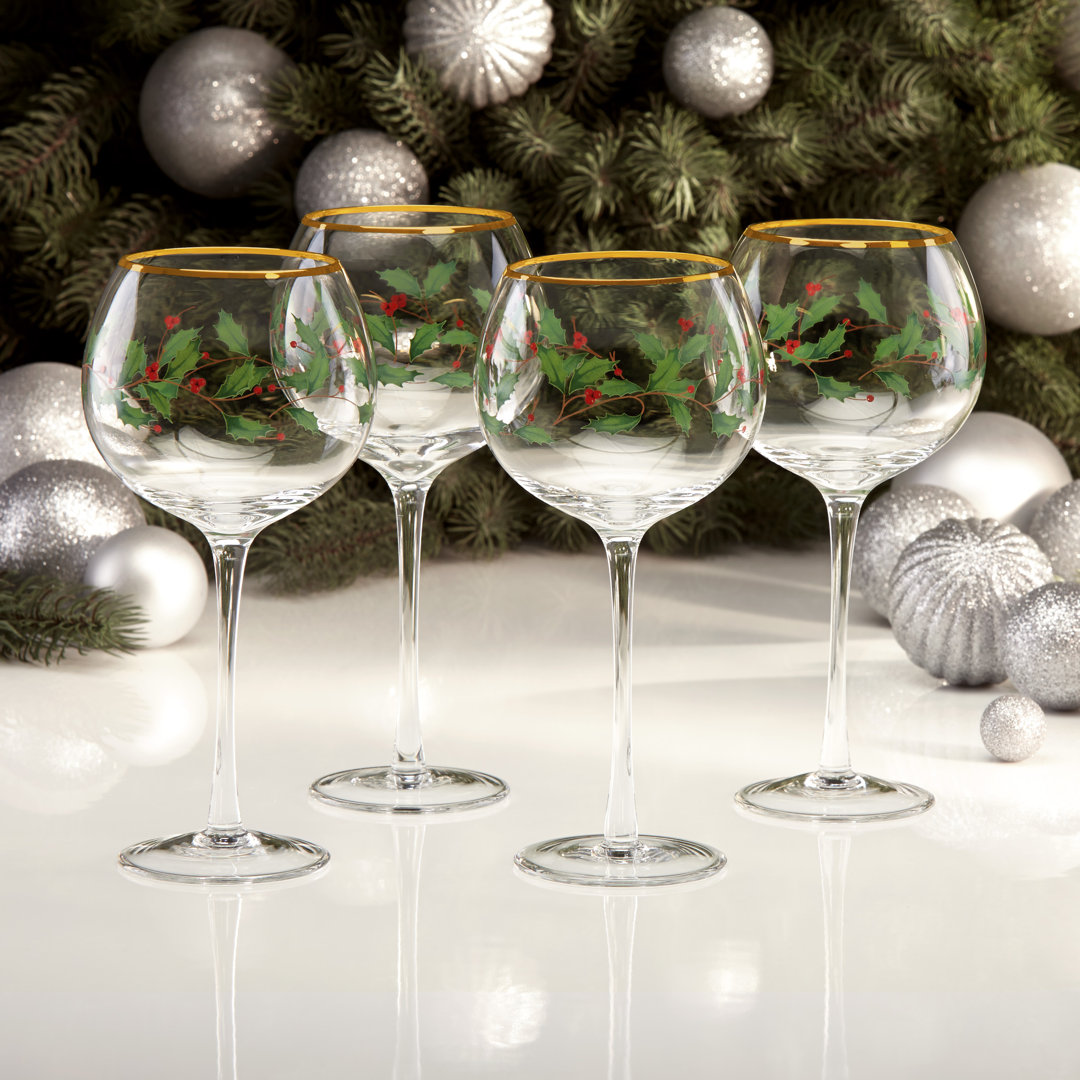Holiday Balloon 16 oz. Red Wine Glass (Set of 4) Lenox