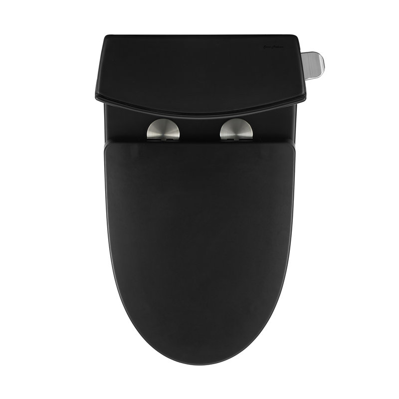 Toilette allongée encastrée à droite vortex 1,28 GPF St. Matez, Matte Black, Right-Hand