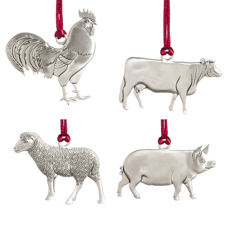 Ensemble d’ornement figurine étain suspendue à la ferme 4 pièces