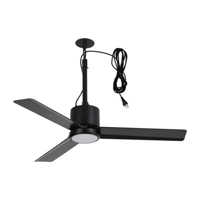 42" IP65 Waterproof Outdoor Propeller Ceiling Fan with Dimmable LED Lights and Remote Control, Wet Rated Plug-in Ceiling Fan with 3 Color LED Light