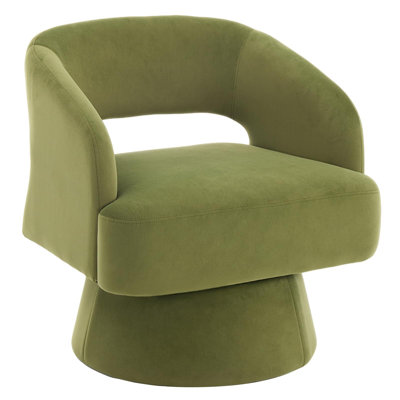 360° Swivel Barrel Accent Chair, Upholstered Round Armchair with Mid-Century Design
