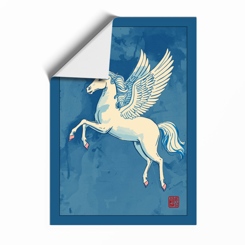 Pegasus in Flight Japandi - Framed Print, A3 - 42.0 x 29.7 cm, Unframed
