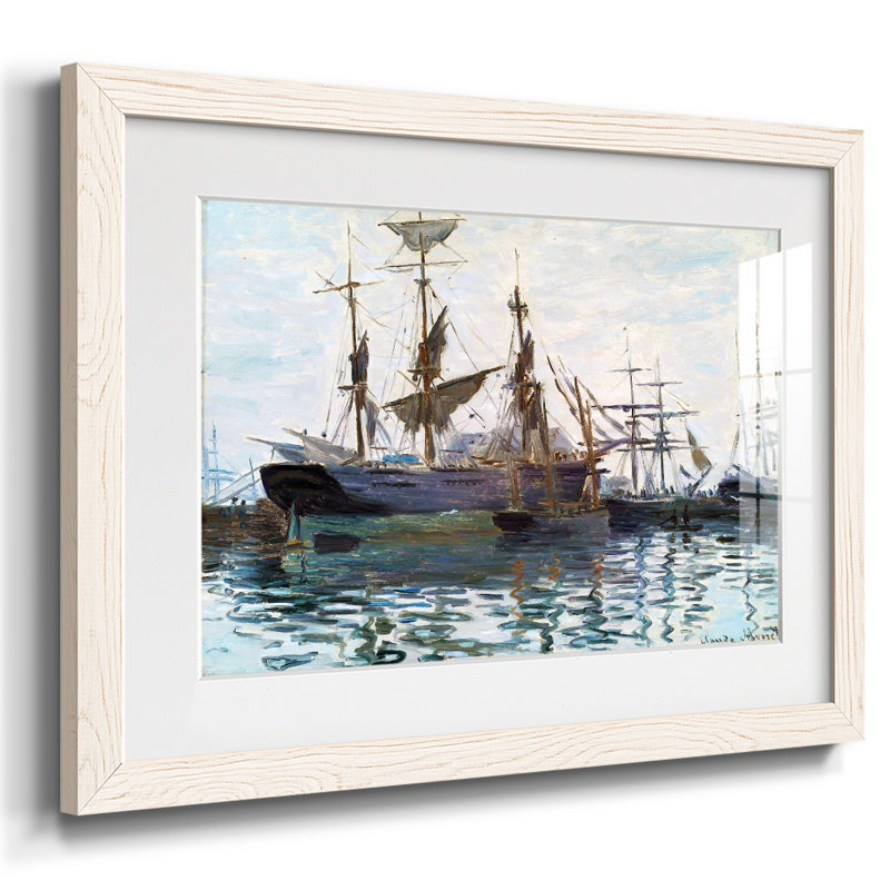 Navires dans le port, 1873, H 18 po x l 26 po x P 1,5 po, Blanc