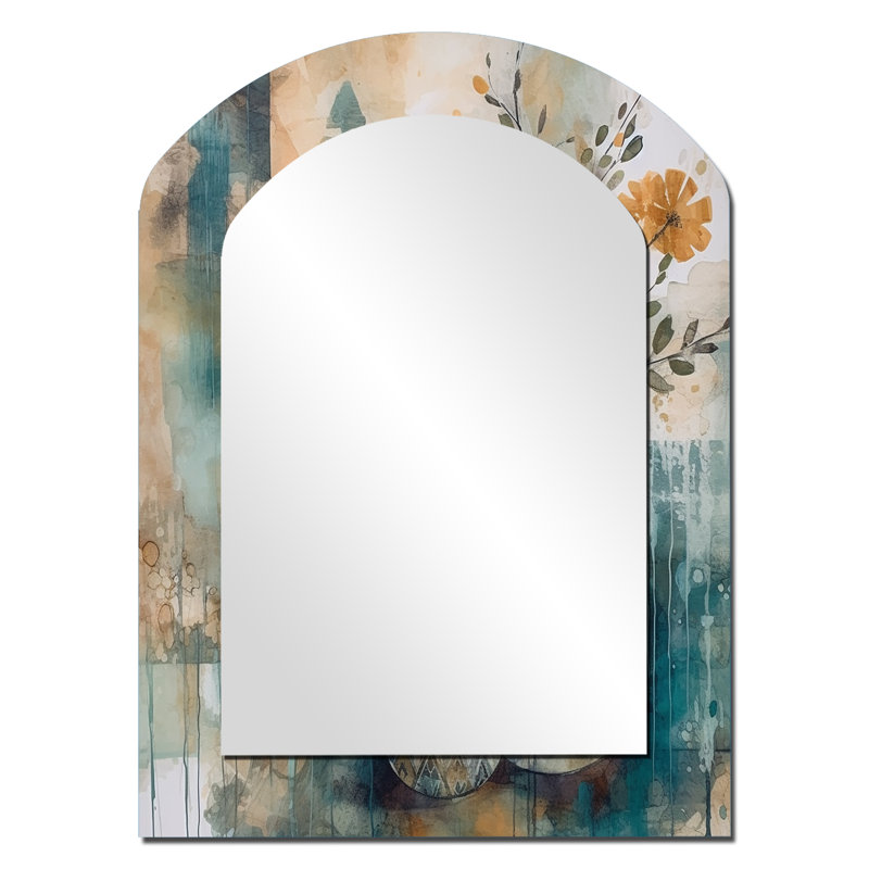 Miroir mural orange et vert abstrait Bohemia IV - Bohemian Arch, 34 po x 25 po