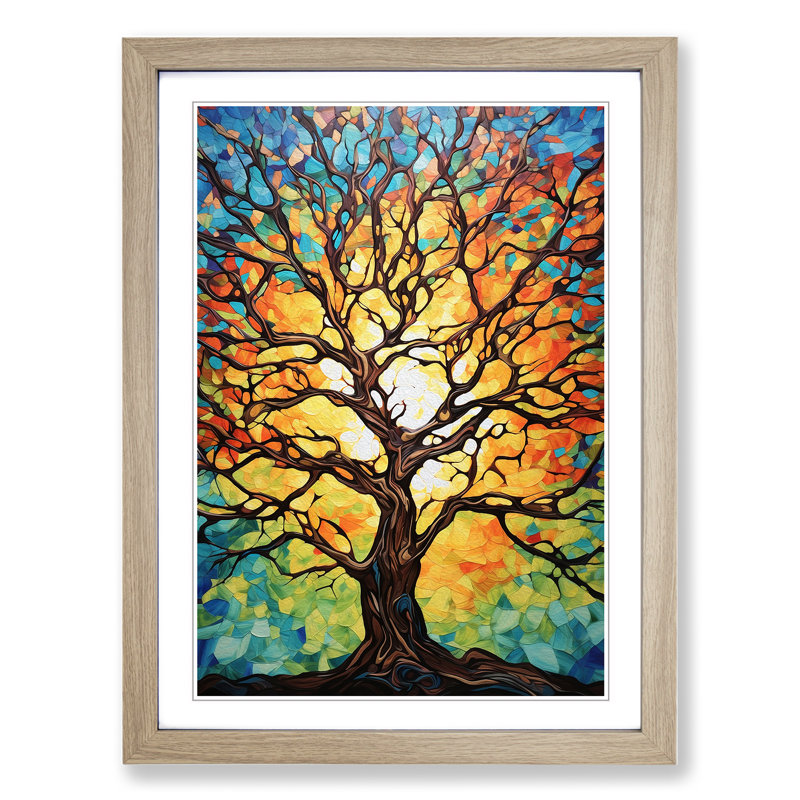 Oak Tree Expressionism - Single Picture Frame Print on Wood, Oak, 34cm H x 25cm W x 2cm D