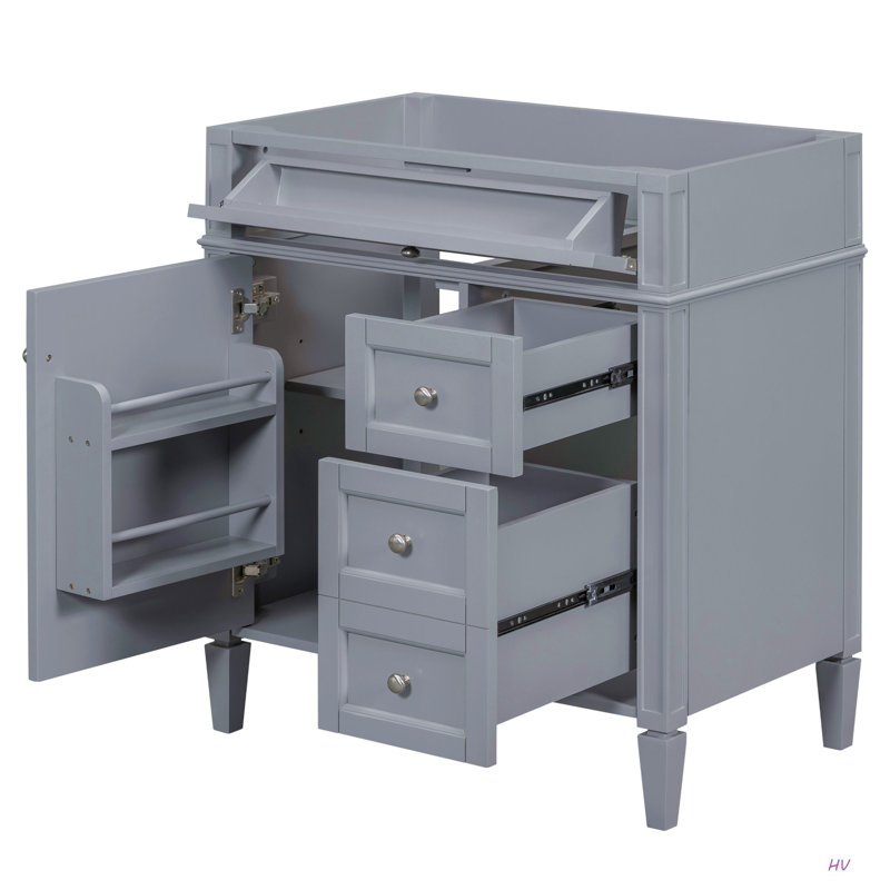 Meuble-lavabo de salle de bain de 30 po sans lavabo supérieur, armoire de rangement moderne avec 2 tiroirs et un tiroir rabattable (BASSIN INCLUS)