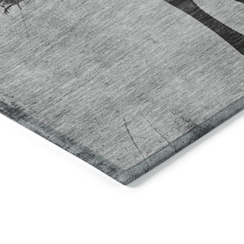 Machine Washable Indoor/Outdoor Cinead ACN1717 Grey Rug, Rectangle 1'8" x 2'6"
