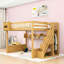 Lit mezzanine en bois avec escalier et tablettes-1508035286