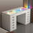 Makeup Vanity Desk HD Glass Top Built-in RGB Light Strips Large 13 Drawers Diamond Handles USB and Type-C-1406261530