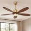 Ventilateur de plafond de 52 po à 5 pales en bois massif avec éclairage DEL-440157212