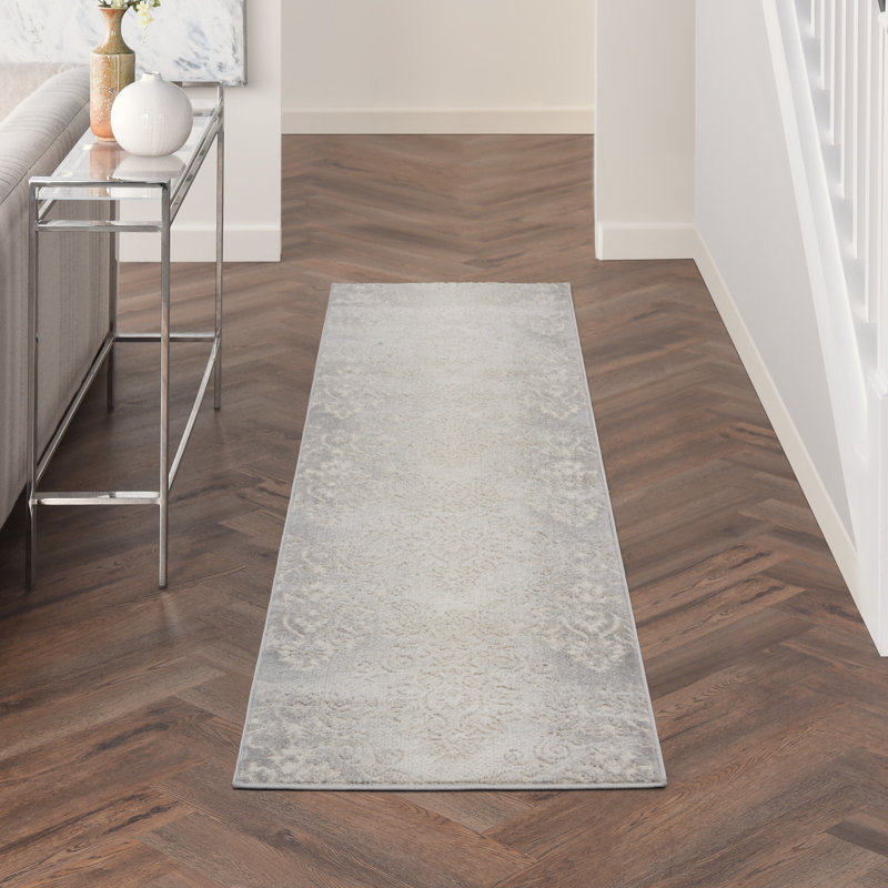 Tapis floral ivoire Rheba, Tapis de couloir 2 pi 3 po x 7 pi 6 po