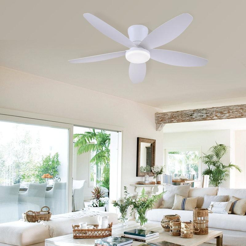 Ventilateurs de plafond encastrés avec lumières et télécommande / app, 36 po de largeur, Blanc