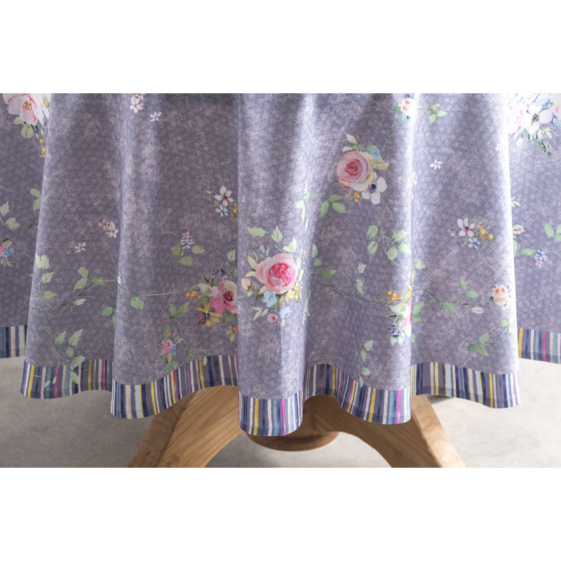 Floral 100% Cotton Round Tablecloth, 63" L x 63" W